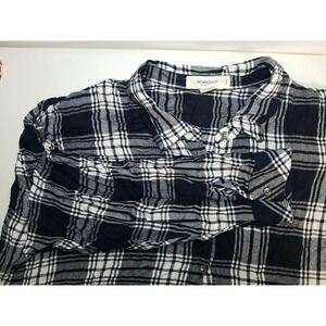Workshop‎ Republic Womens Plaid Flannel Button Up 3/4 Sleeved Shirt 3X
